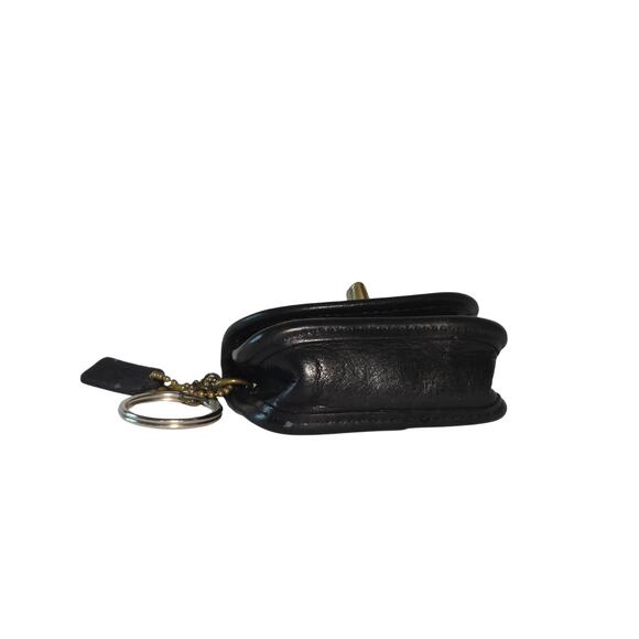 90s Coach Vintage Black Leather Mini City Bag Coin Purse Keychain Fob Charm - Picture 5 of 15